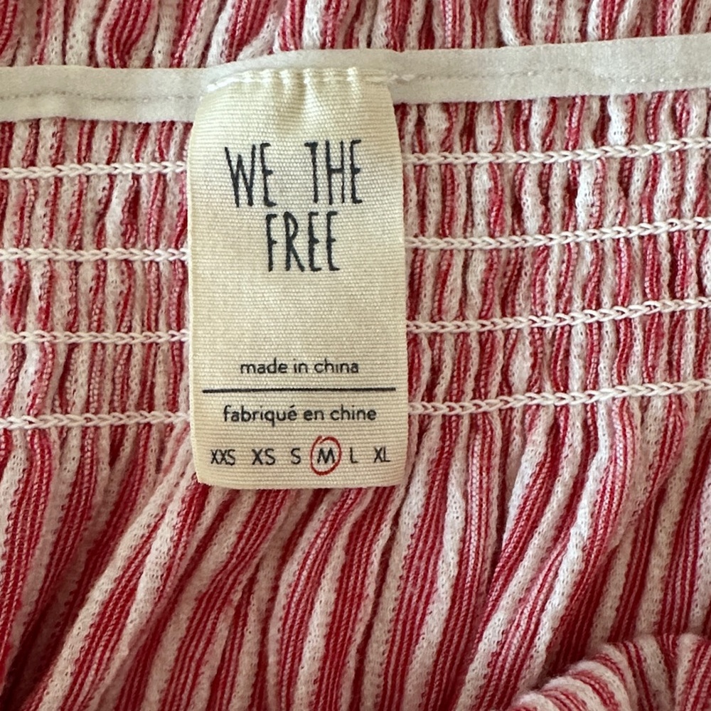 We The Free Pink Stripe Smocked Crop Top - Picture 3 of 4